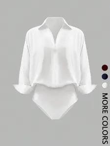 Women's Casual Solid Color Jumpsuit, Fitted Plain One-Piece, Perfect for All Seasons, Comfortable and Stylish