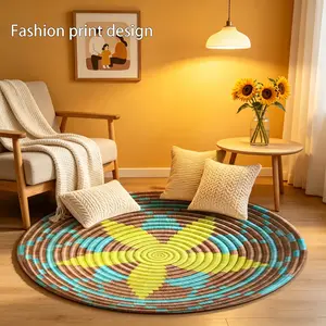 1 piece of 2D flat circular pattern floor mat, suitable for bedroom bedside decoration, living room home decoration, balcony decoration, hotel decoration, entrance, kitchen, bathroom and other places, available all year round
