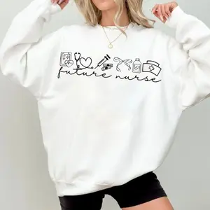 [Made in USA] Future Nurse Sweatshirt, Minimalist Nursing Student Graphic Crewneck Pullover, Aesthetic Future Nurse Crewneck, Trendy Healthcare Sweatshirt, Nursing School Gift, Nurse Graduation Gift