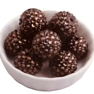 Brown 20mm Rhinestone Beads Set of 5