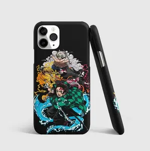 Anime Trio Warrior Phone Case, Water & Lightning Power Aesthetic iPhone Case, Masked Fighter Manga Style Cover, Action Hero Otaku Gift, Cool Black Protective Case