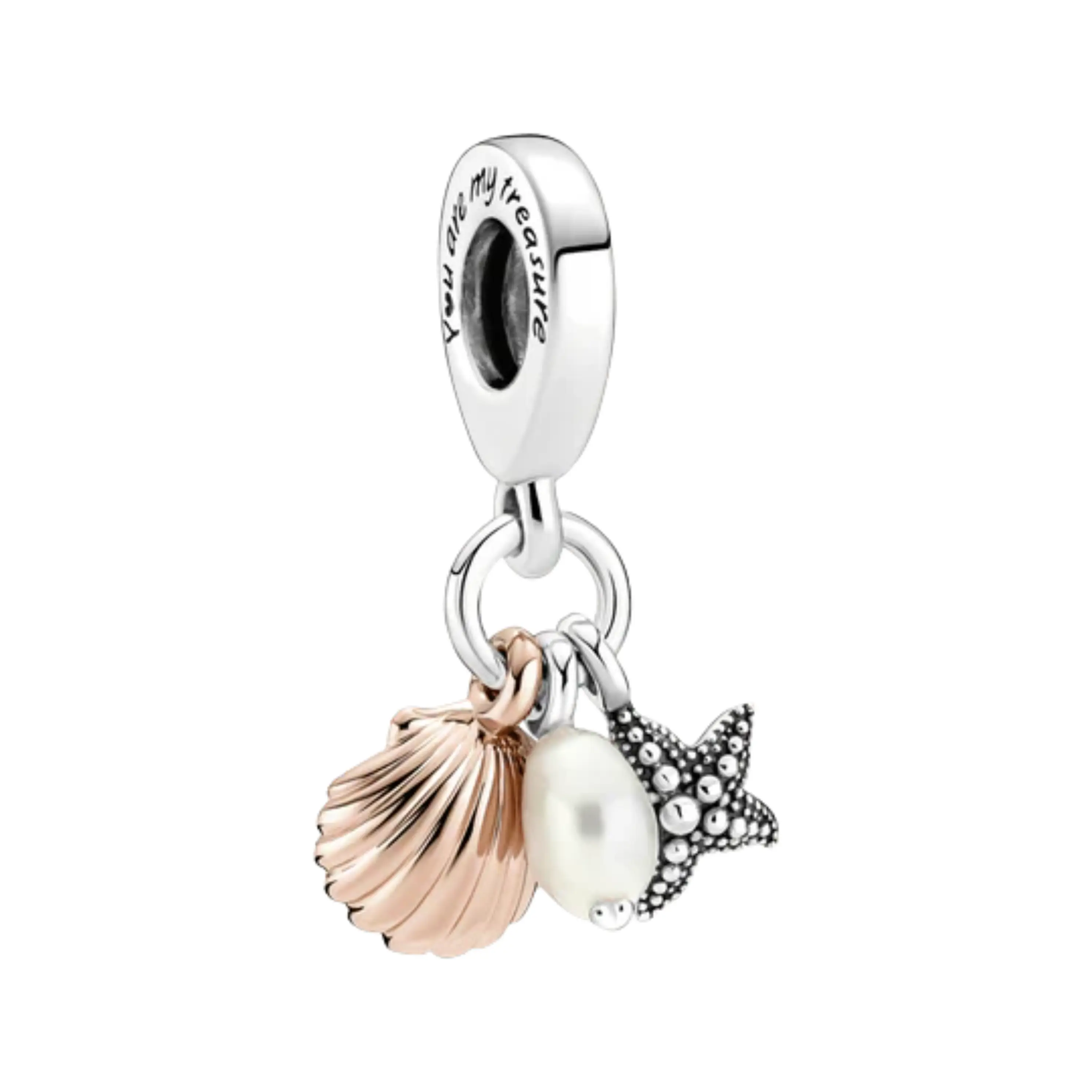 Ocean Treasure Charm for Bracelet | Seashell, Pearl & Starfish Dangle | Beach Jewelry Gift for Women