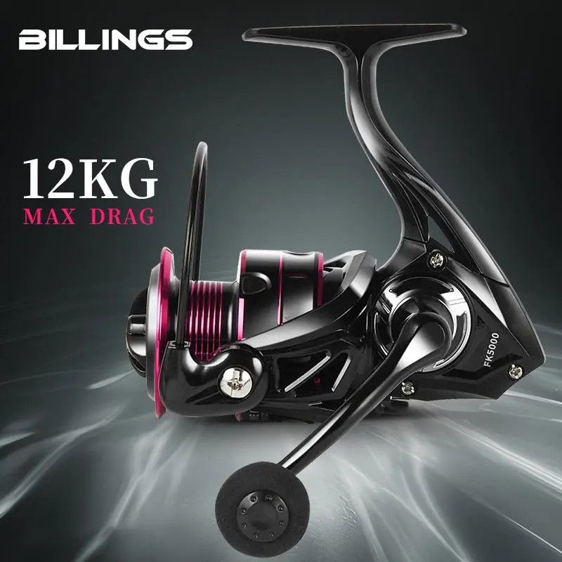 Billings Fk 1000-7000 Series 5.2:1 Gear Ratio 26lb Max Drag Cnc Metal Spool Spinning Fishing Reel Durable Fishing Gear for Freshwater Saltwater