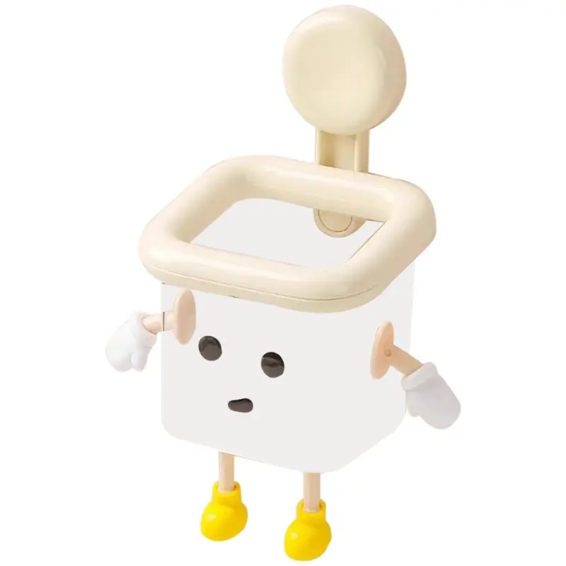 Cartoon Toothbrush Holder with Removable Suction Cups - 13x12cm Shelves, Strong Adhesive, Bottom Water Outlet, Bathroom Organizer for Toothbrushes & Cosmetics, Cartoon Toothbrush Holders