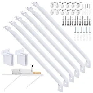 6 Pack 12 Inch Wire Shelf Brackets Set, Closet Maid Support Brackets with Anchors and Screws, Wire Closet Shelving Accessories with 12 PCS Wire Shelf Clips for Wardrobe and Wall Bracket