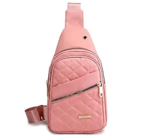 Women's 1 Piece Quilted Design Fanny Pack,Solid Color Fashionable Multi-pocket Design Zipper Bum Bag for Daily Used