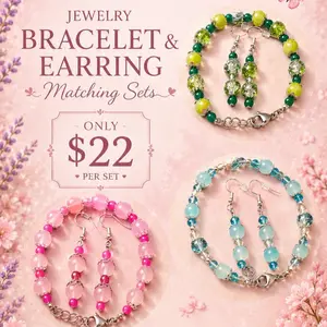 Women's 2-Piece Matching Bracelet and Earrings Set, Fashion Jewelry for Daily Wear