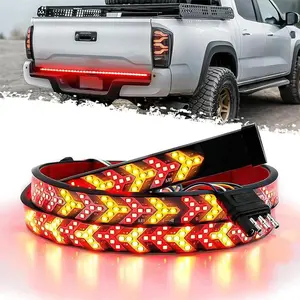 Fishbone Tailgate Light Bar 60 Inch Light Strip Brake Running Sequential Turn Signal Strip Strobe for Truck Pickup Trailer SUV RV Van Jeep Car