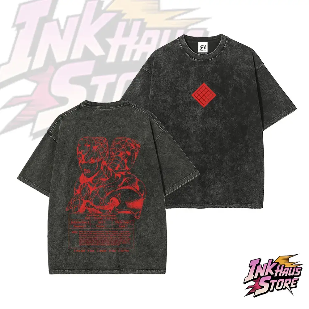 JoJo's Bizarre Adventure Vintage Anime Graphic T-Shirt, Unisex Loose Fit Short Sleeve Top, Comfortable Washed 100% Cotton Fabric, Tops, Shortsleeve, Fashion, All Seasons, Machine Wash, Plain Print, Pure Cotton, Lightweight