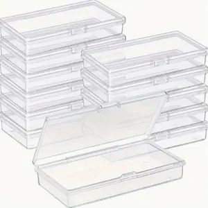 Clear Plastic Storage Box with Lid, 10pcs/set Jewelry Storage Box, Home Organizer for DIY Craft, Jewelry & Small Items【Only Box】