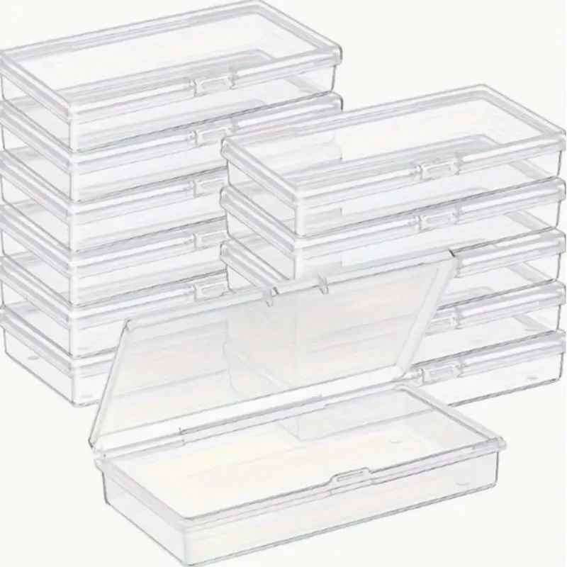 Clear Plastic Storage Box with Lid, 10pcs/set Jewelry Storage Box, Home Organizer for DIY Craft, Jewelry & Small Items[Only Box]