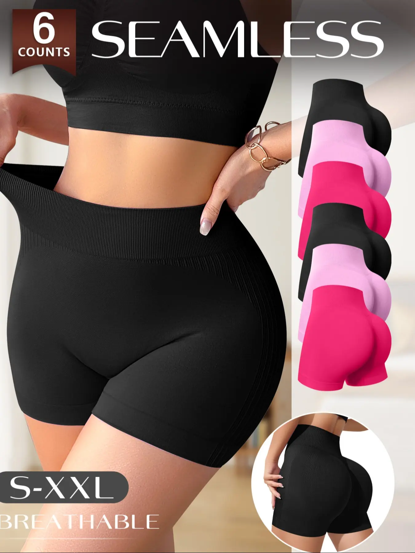 Morelect Women's High-Waisted Seamless Underwear Briefs, Soft Breathable No Sweat, Multi-Color Casual Shapewear, Sizes S-Xxl, 6 Pairs Pack