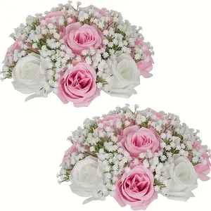 High-end romantic atmosphere scene decoration simulation flowers make the wedding more beautiful Southeast Asia North America personality trend wedding car decoration starry pink Artificial Bouquets