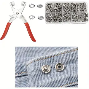 100 set metal snap button set with hand pliers - multifunctional sewing tool suitable for leather, clothing, belts, bags