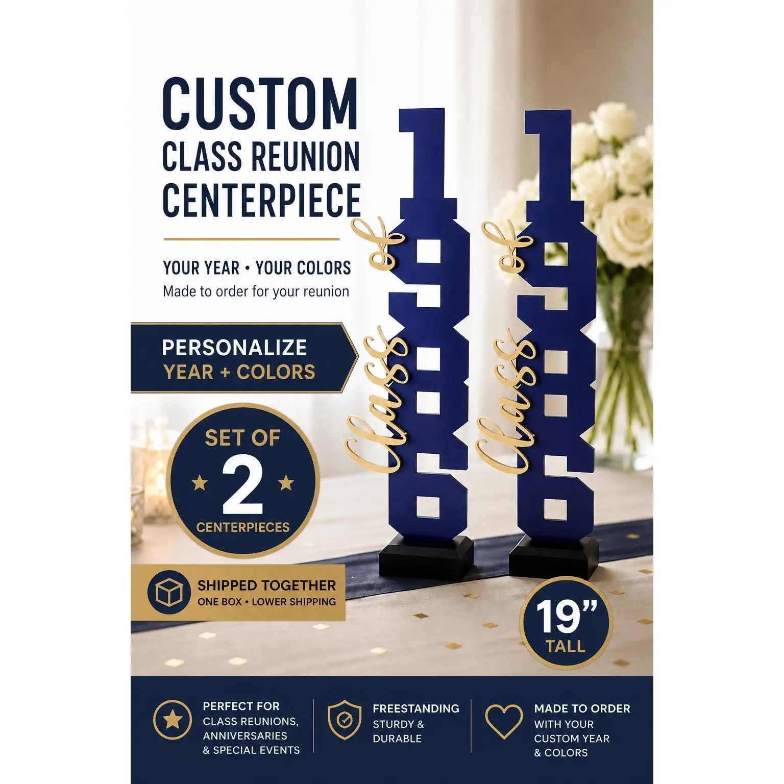 Custom Class Reunion Centerpiece Set