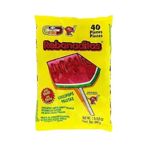 Vero Rebanaditas Watermelon Chili Lollipop (40 Count) Mexican Candy, Spicy, Sweet Snack Bonbon, Dulces Mexicanos