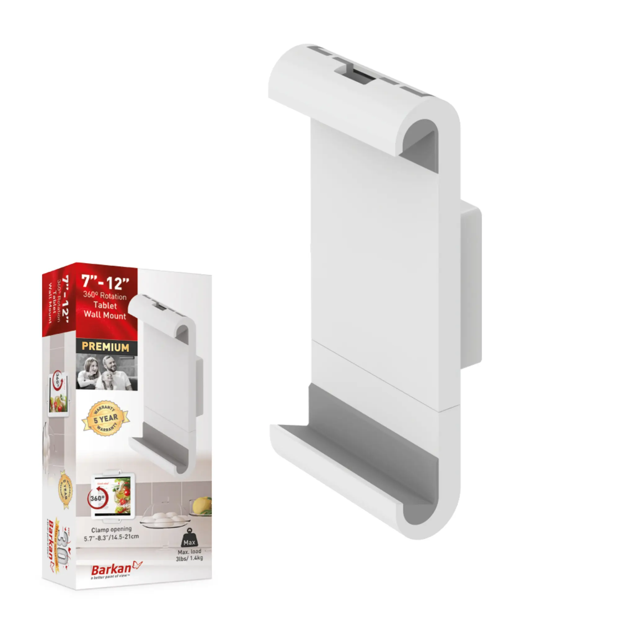 Barkan T50 Tablet Mount Holder For 7 - 12 Inch Devices, Fixed, 360 Degree Rotation Bracket