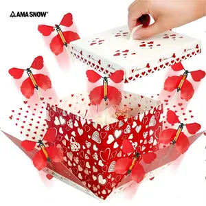 Ama Snow-Butterfly Explosion Gift Box,Flying Butterfly Surprise Gift Box,DIY Exploding Surprise Gift for birthdays, weddings, Mother's Day, Valentine's Day