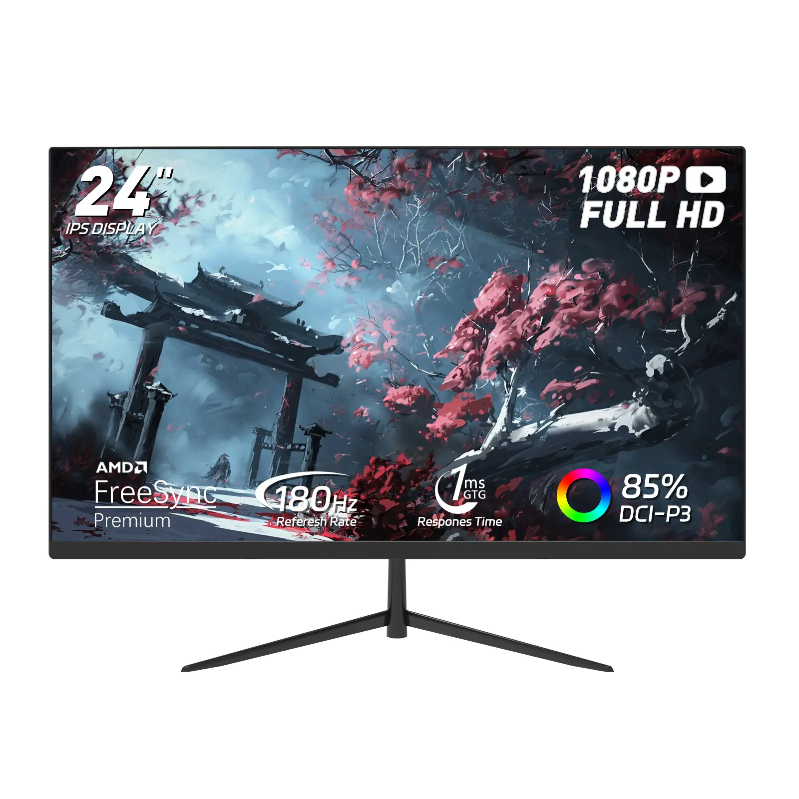 24" 180Hz FHD Gaming Monitor 1ms Response Time, FreeSync, Speakers, VESA, Ideal for Esports, Streaming, Gaming Setup and Smooth PC Game Play