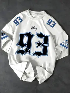 Men's Number Print Round Neck Graphic Tee, Regular Fit Street Fashion Casual Short Sleeve T-shirt for Daily Wear, Men's Summer Clothes