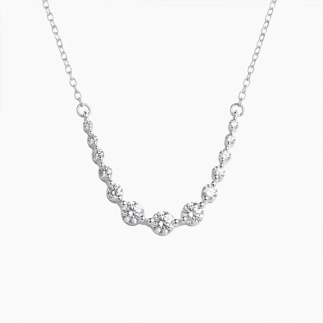 #8   |    1 CTW Curved Bezel Set Lab Diamond Necklace set in 925 Sterling Silver