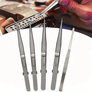 5 Pcs Precision Tweezers,Anti - Static Stainless Steel Tweezers for Electronics,Jewelry Making,Medical and Laboratory Work,Craft,Model Building,Soldering,Watch,Car Repair