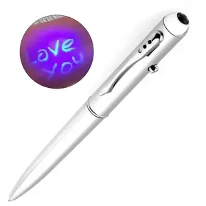 Invisible Ink Pen with UV Light, 1 Count Double Mode Invisible Ink Pen, Secret Writing Tool, Students Encrypted Notebook, Office Stationery & Supplies, Smooth Writing Pen