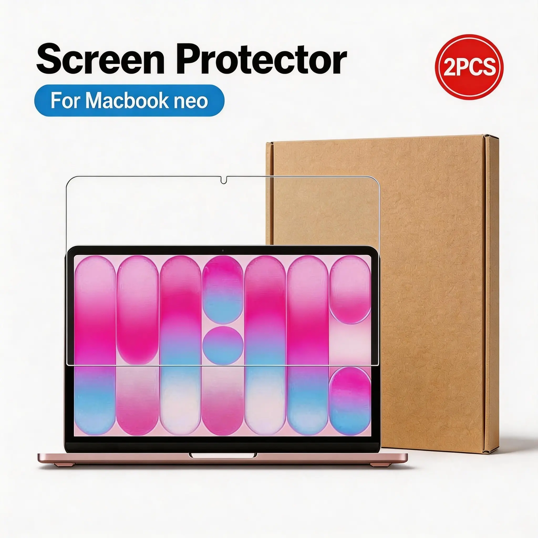 2-Pack Macbook Neo 13-Inch A18 Pro (2026) Screen Protector, Scratch-Resistant High Definition, Easy Install Camera Cutout, Durable Anti-Crack Film, Macbook Accessories