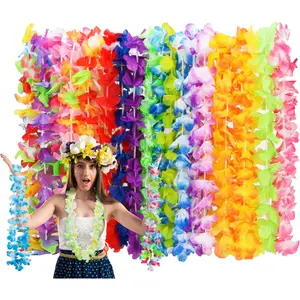 24pcs Leis for Luau Party - Hawaiian Leis Bulk Decorations, Colorful Tropical Hawaiian Bulk Hula Dance Party Decor, Unisex, Polyester