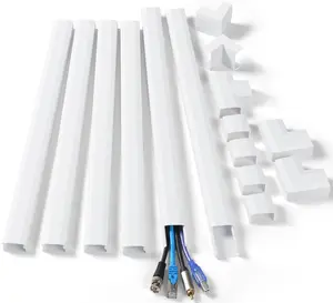 102in Wall Cable Hider Cord Hider to Hide 3-4 Cords Self-Adhesive TV Wire Hider for Wall Cable Management Kit Cable Raceway White Paintable Cable Concealer 6 x L17in x W1.2in x H0.6in
