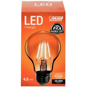 Feit Electric 4.5 Watt Clear Glass A19 Orange Filament Dimmable LED Light Bulb