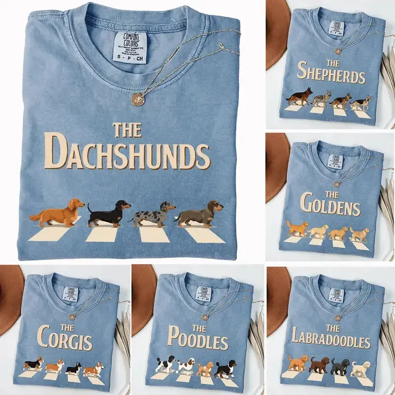Custom Dog Walking Shirt, 50+ Dog Breeds Tee, Corgi Dachshund German Shepherd Golden Retriever Labradoodle Poodle Shirt, Personalized Dog Lover Gift - AK