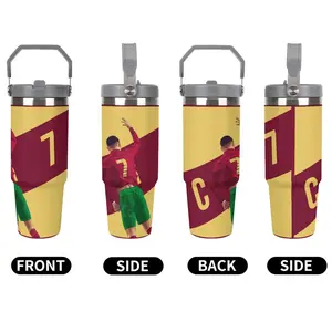 1 PC Portable 30oz Stainless Steel Vacuum Insulated Travel Mug with Lid, Vacuum Insulated Tumbler, Perfect Gift for Valentine's Day Christmas Halloween Football World Cup