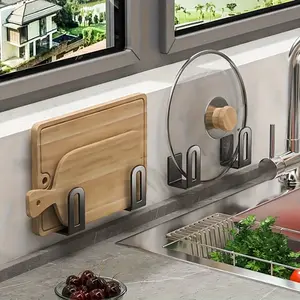 2-pack Easy-to-install Wooden Kitchen Hook Rack - Stainless Steel, Wall-mounted Multi-functional Storage, Suitable for Kitchen, Bedroom, and Bathroom, Multi-purpose Hooks