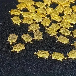 50/100pcs, Feng Shui Golden Money Turtle Figurines, Lucky Tortoise Collectible Ornaments, Metal Statue, Home Decor Ornaments, Wealth & Fortune