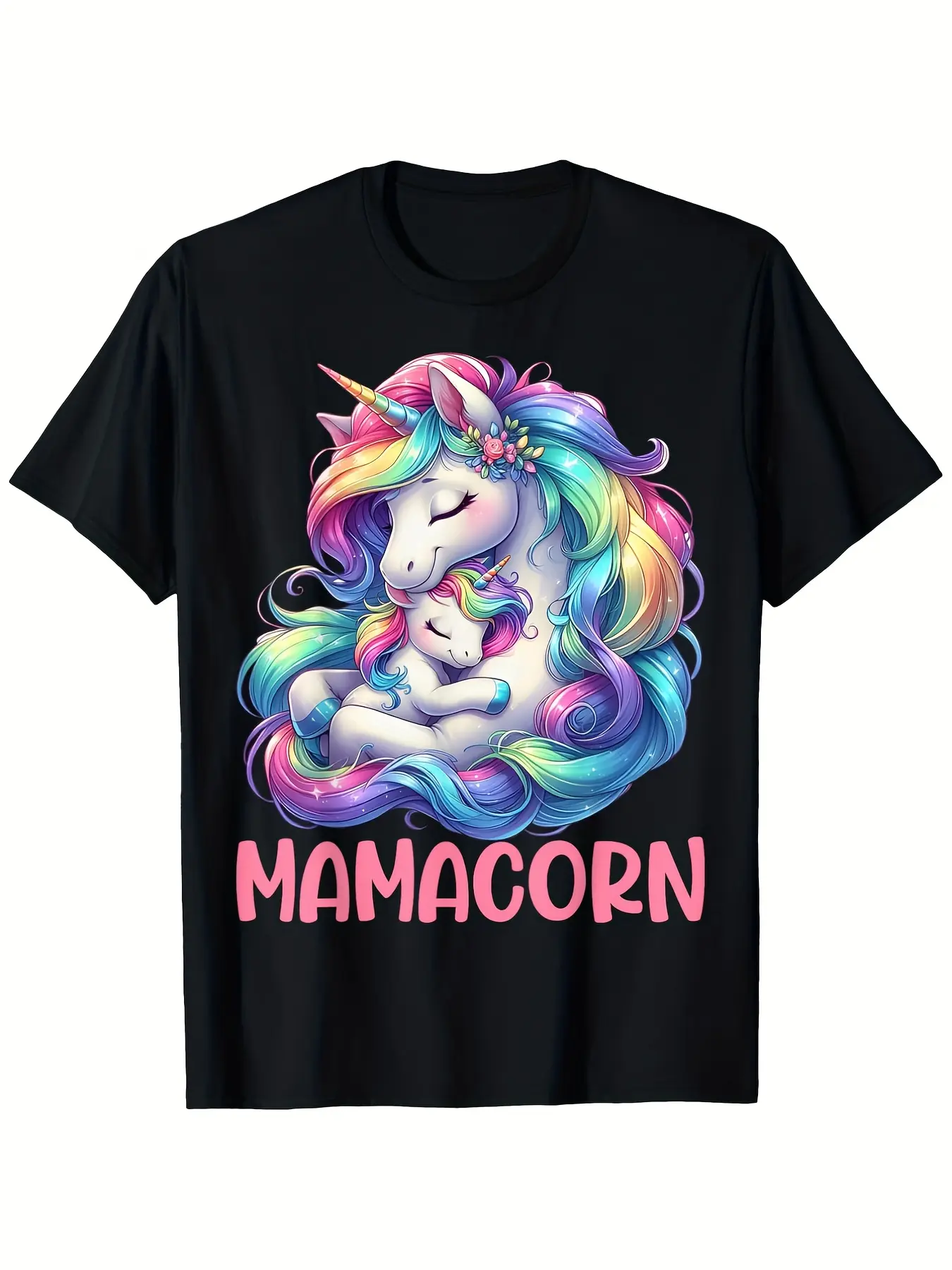Mamacorn Unicorn Lover T-Shirt - Soft Comfortable Cotton Tee Suitable for Mom, Dad, Men & Women - Unicorn-Themed Casual Wear & Unique Gift, Machine Washable Round Neck Shirt for Birthdays, Christmas, Valentine's Day & Special Events