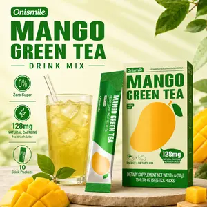 Onismile Mango Green Tea Drink Mix, Buy 2 Get 1 Free, 3 Boxes / 30 Stick Packets, 128mg Natural Caffeine, Zero Sugar Powdered Drink Mix, Energy Drink Mix, Green Tea Drink, Mango Drink Mix, Caffeine Tea, Iced Tea Powder, Water Enhancer