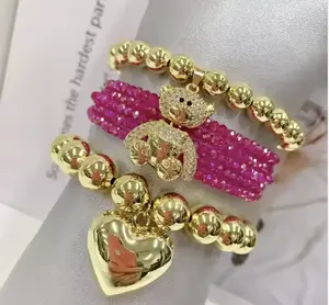 Bear My Heart Bracelet Set-Sweet, sparkly, and full of charm — the Bear My Heart Bracelet is a playful yet romantic piece designed to make hearts flutter.