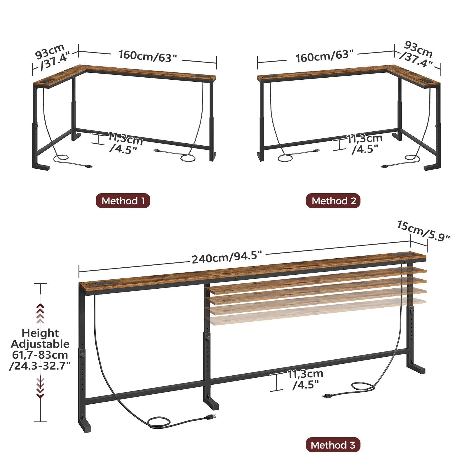 94.4"L x 5.9"W x 32.7"H