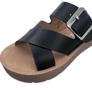 WOMENS STRAPPY BUCKLE SLIDE WITH LITTLE PLATFORM RESUME-S
