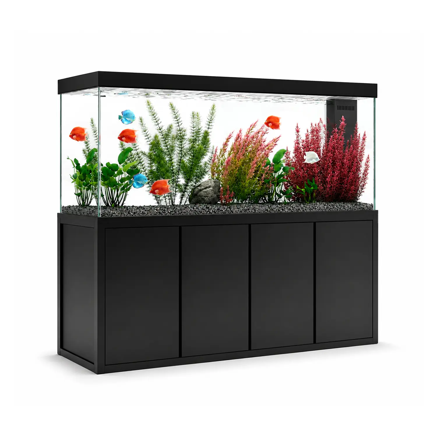 260 Gallon Aquarium Fish Tank with Stand – Ultra-Clear Tempered Glass, LED Lighting, Pump & Filtration System – Black Premium (Complete Aquarium Setup)