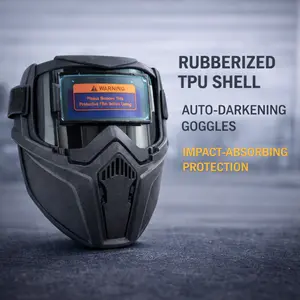 Auto Darkening Welding Helmet with LED Light – Solar Powered Welding Hood, Shade 4/9-13 Adjustable for TIG MIG ARC, Vented Hard Hat Design for Plasma Cutting & Industrial Work