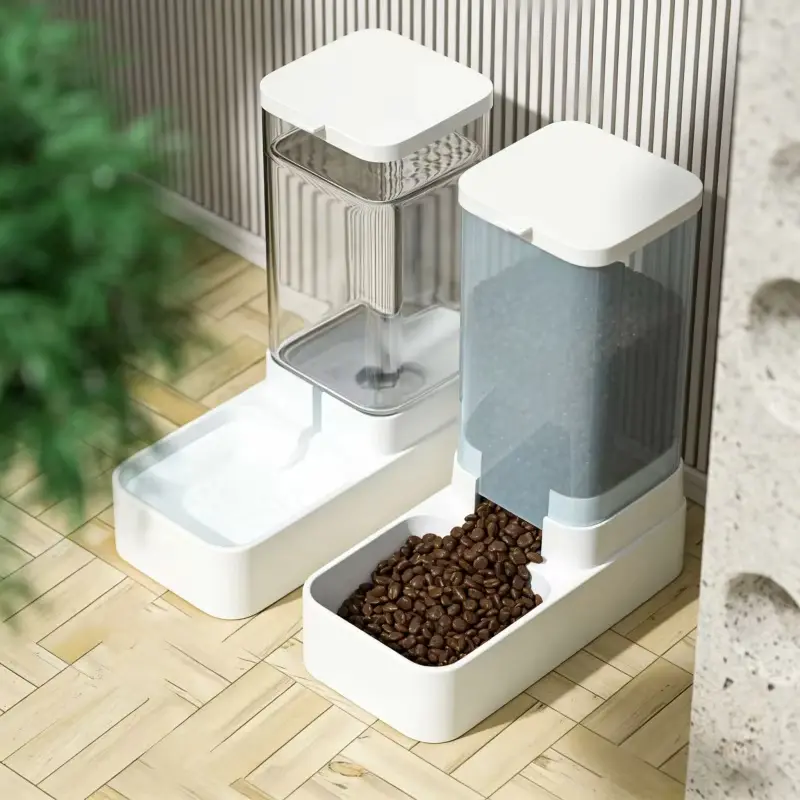 Pet Feeding and Water Set Combination, Automatic Feeding and Water Distributor with Grain Storage Design, Suitable for Dogs, Cats and All Kinds of Pets