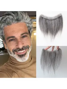 1/2/3pcs Men's Grey White Frontal Hairline Patch Wig Extension, Lightweight & Comfortable Design for Realistic Coverage and Everyday Styling