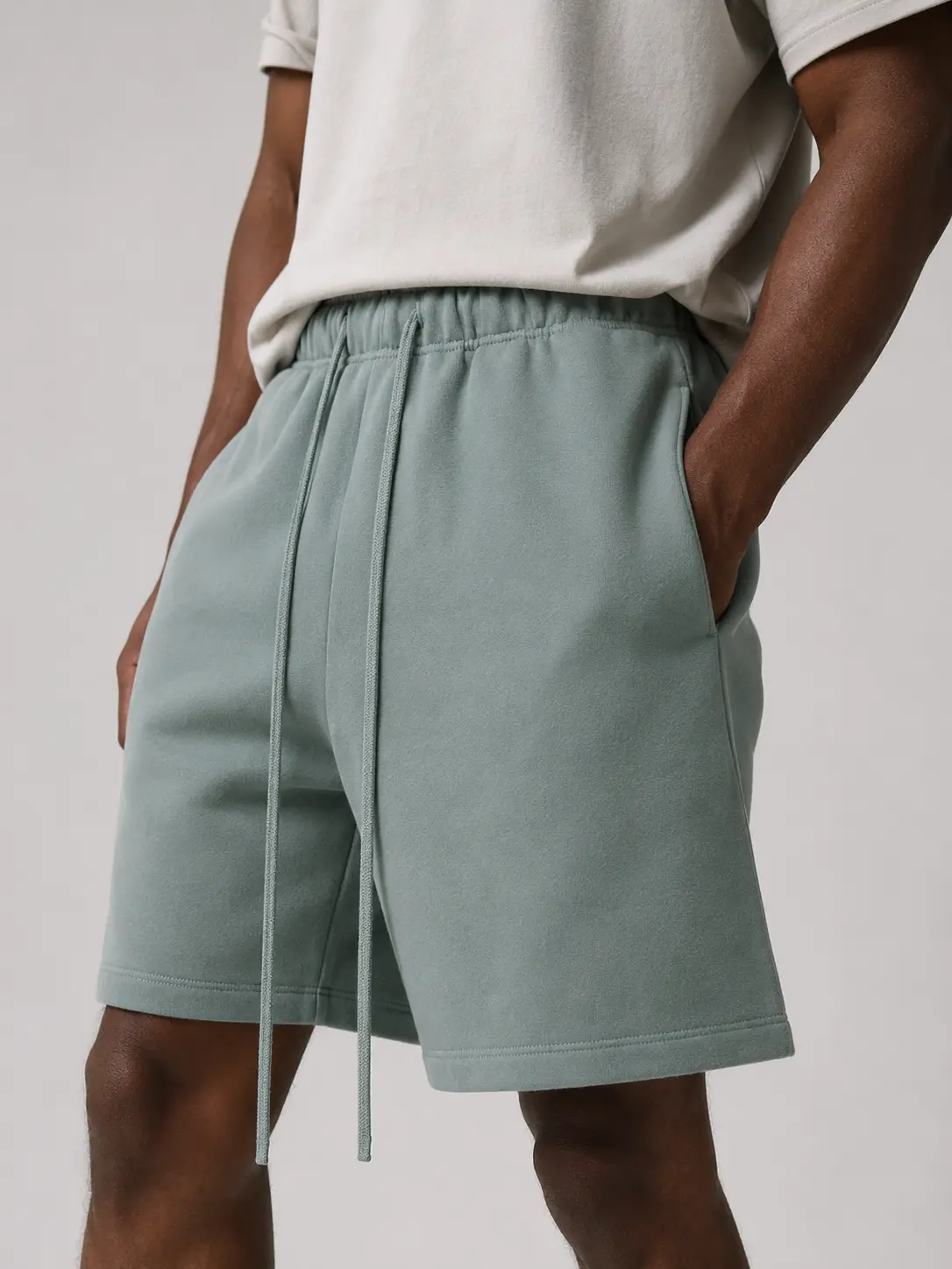 Men's Plain Cotton Casual Shorts - Elastic Waist, Drawstring, Lightweight, Pockets, Loose-Fit, Belted, Athletic, Knee-Length, Machine Washable, Size M, for Summer Beach, Daily Athleisure