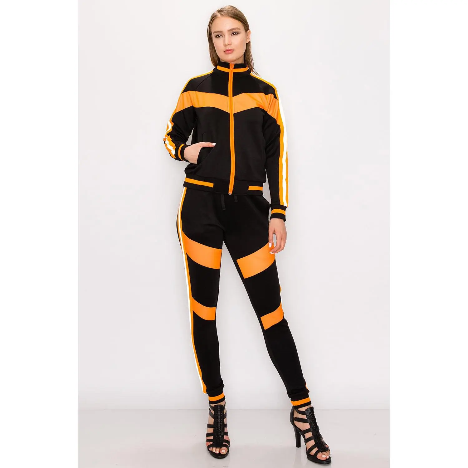 Reflective Neon Striped Track Suit