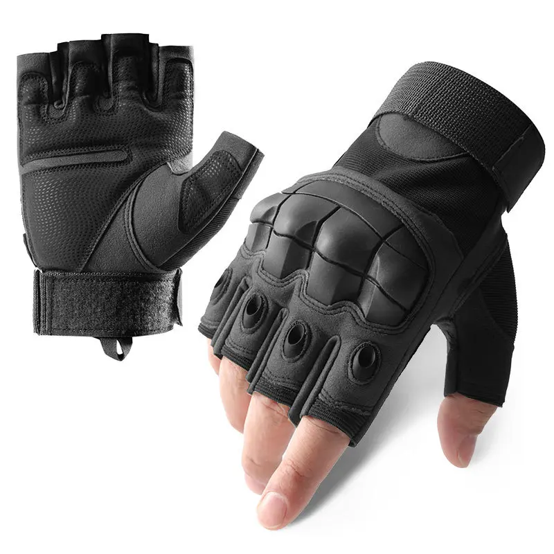 Unisex Tactical Fingerless Gloves - Anti-Skid, Lightweight, Quick-Drying Breathable Microfiber Gloves with Soft Knuckle Protection, Elastic Fit for Motorcycling, Work (Father Gifts Option), Nylon, Adults, Adjustable Wrist, Snug Fit, All Seasons, Anti-Inju