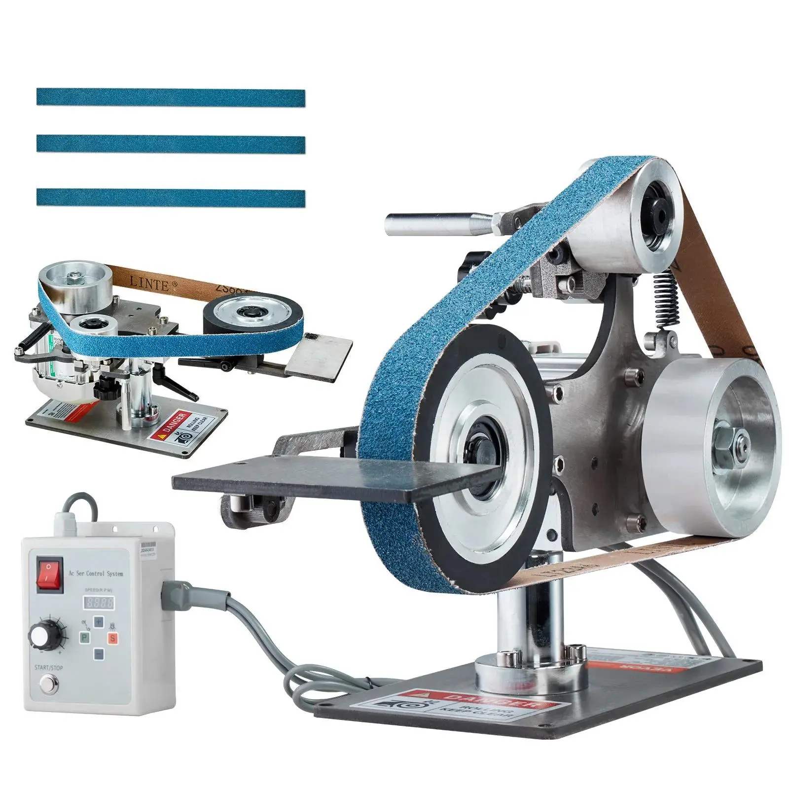 【summerfinds】VEVOR Belt Grinder Sander,30 x 1-Inch Variable Speed Belt Polisher with VFD550W Polishing Grinding Machine with 2 Grinding Moulds & 3PCS Sanding Belts for MetalworkingKnife Making
