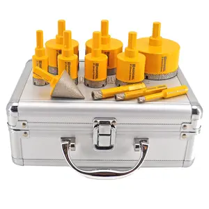 HIGHDRIL Diamond Core Drill Bits Kit with Triangle Shank for Porcelain Tile Ceramic Marble Brick Concrete Vacuum Brazed Hole Saw 6/8/10/20/25/28/35/45/50/65mm+35mm Hex Shank Chamfer Beveling Bit