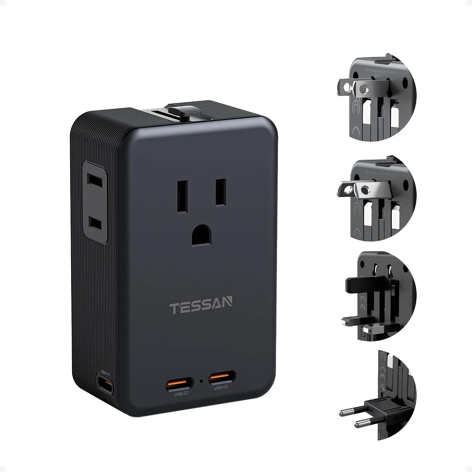 TESSAN Universal Travel Adapter 70W, Ultra Thin International Power Adapter 3 USB C 1 USB A, Worldwide Plug Adaptor for USA to Europe UK Italy Ireland Australian France Iceland Germany, Type C G A I